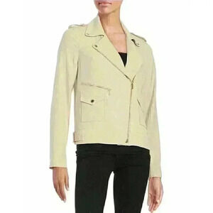 NEW NWT Calvin Klein Women's Knit Moto Jacket with Zips, Latte, Size 4; $150